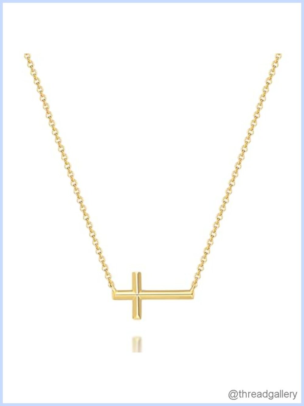 14K Gold Plated Cross Necklace Women Horizontal Minimalist Pendant